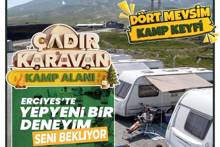 Kayseri Erciyes'te Çadır Karavan Kamp Alanı doğaseverleri bekliyor
